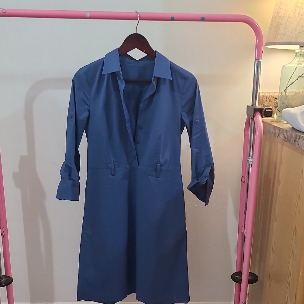 Elegant Blue Shirt Dress